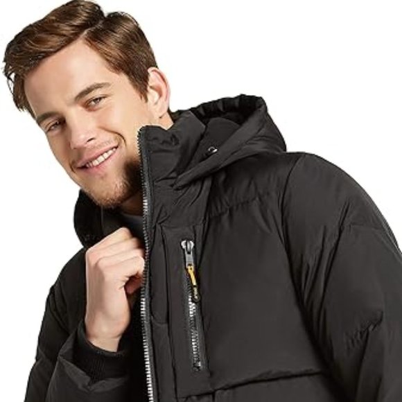 Orolay Men's Thickened Down Jacket Hooded Winter Puffer Jacket with 6 Pockets (B - Picture 3 of 6